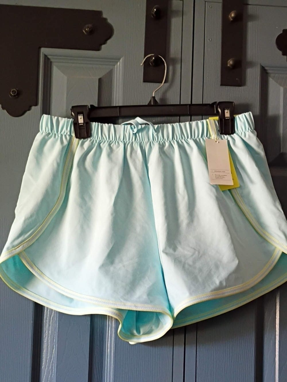 all in motion Light Blue Athletic Shorts with Yellow Trim